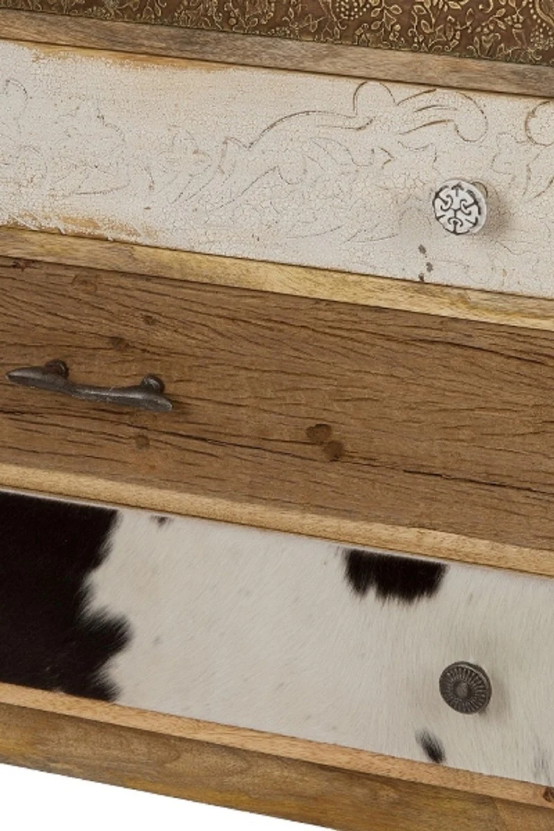 Country house style chest of drawers with 7 drawers natural color / multicolored 70 x 30 x H. 80 cm - country house style furniture