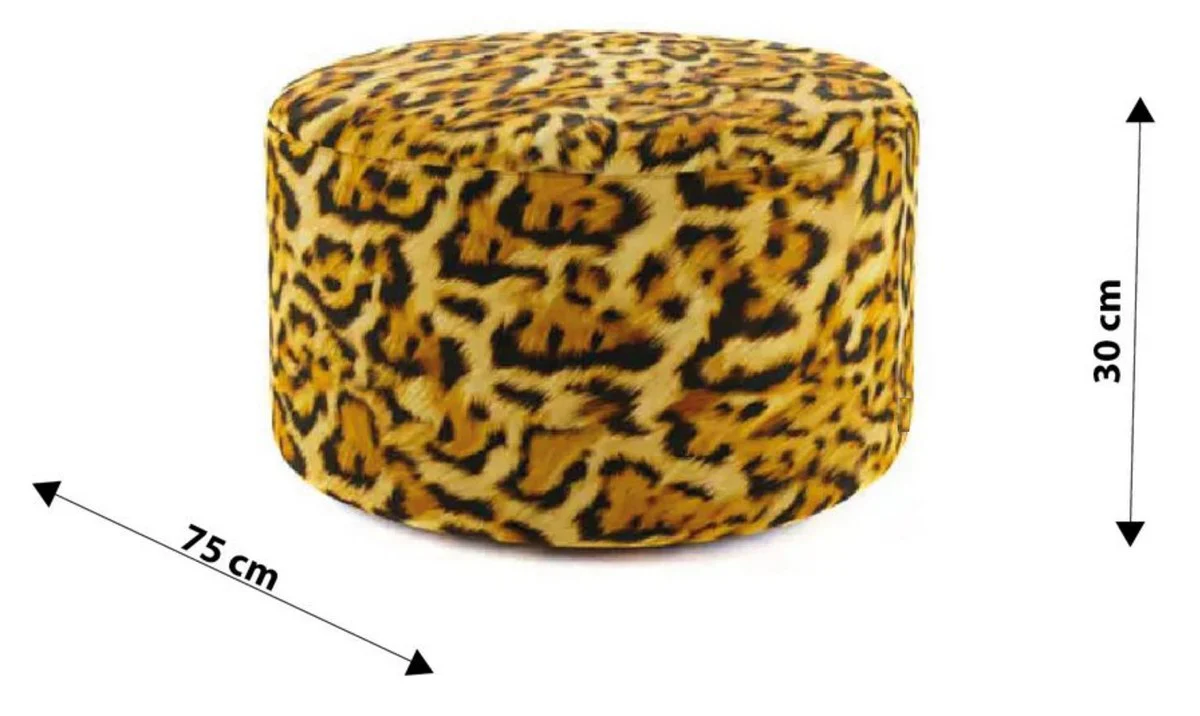 Luxury footstool with leopard pattern Ø 75 x H. 30 cm - Round velvet stool - Living room furniture - Hotel furniture - Luxury furniture - Luxury furnishings