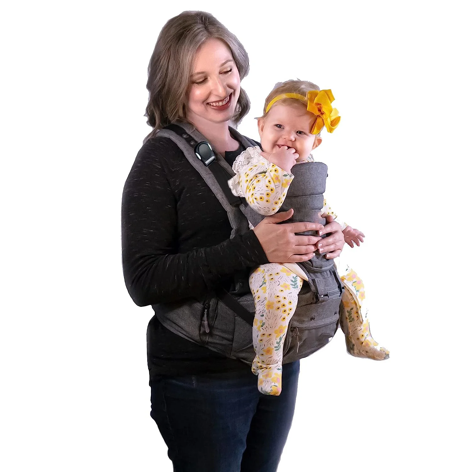 Babytrage, Joey Classic, ergonomischer 3D-Hüftsitz, neue magnetische Selbstschnallen-Clips, leicht und atmungsaktiv – 6-in-1-Positionsdesign, 3–36 Monate, Vorder- und Rückentrage, Platingrau