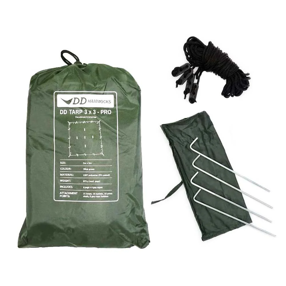 DD Hängematten Tarp 3x3 PRO verde oliva - Toldo Bushcraft