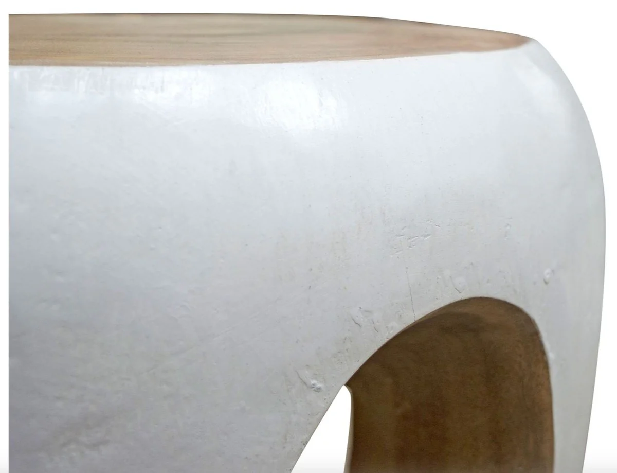 Side table white / natural colors 40 x H. 54.5 cm - living room furniture