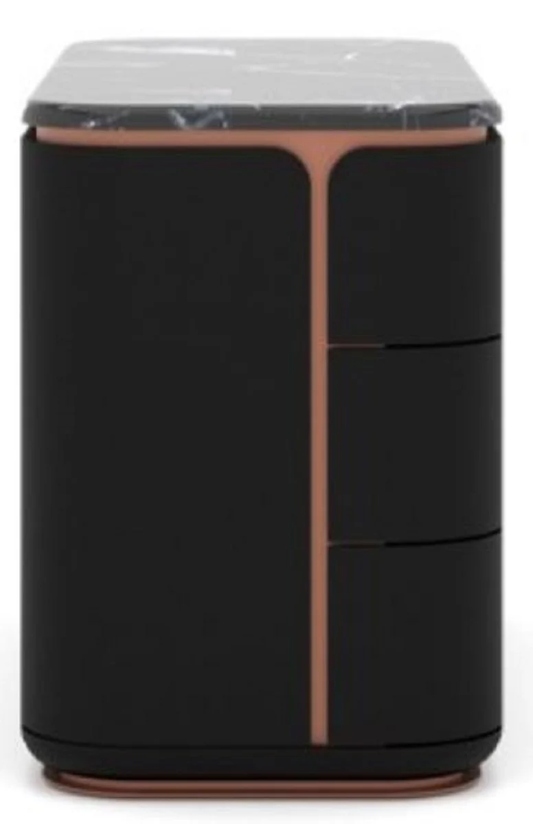 Luxury solid wood chest of drawers with 6 drawers black / copper 150 x 50 x H. 90 cm - Bedroom chest of drawers - Bedroom furniture - Luxury furniture - Luxury furnishings - Furniture luxury