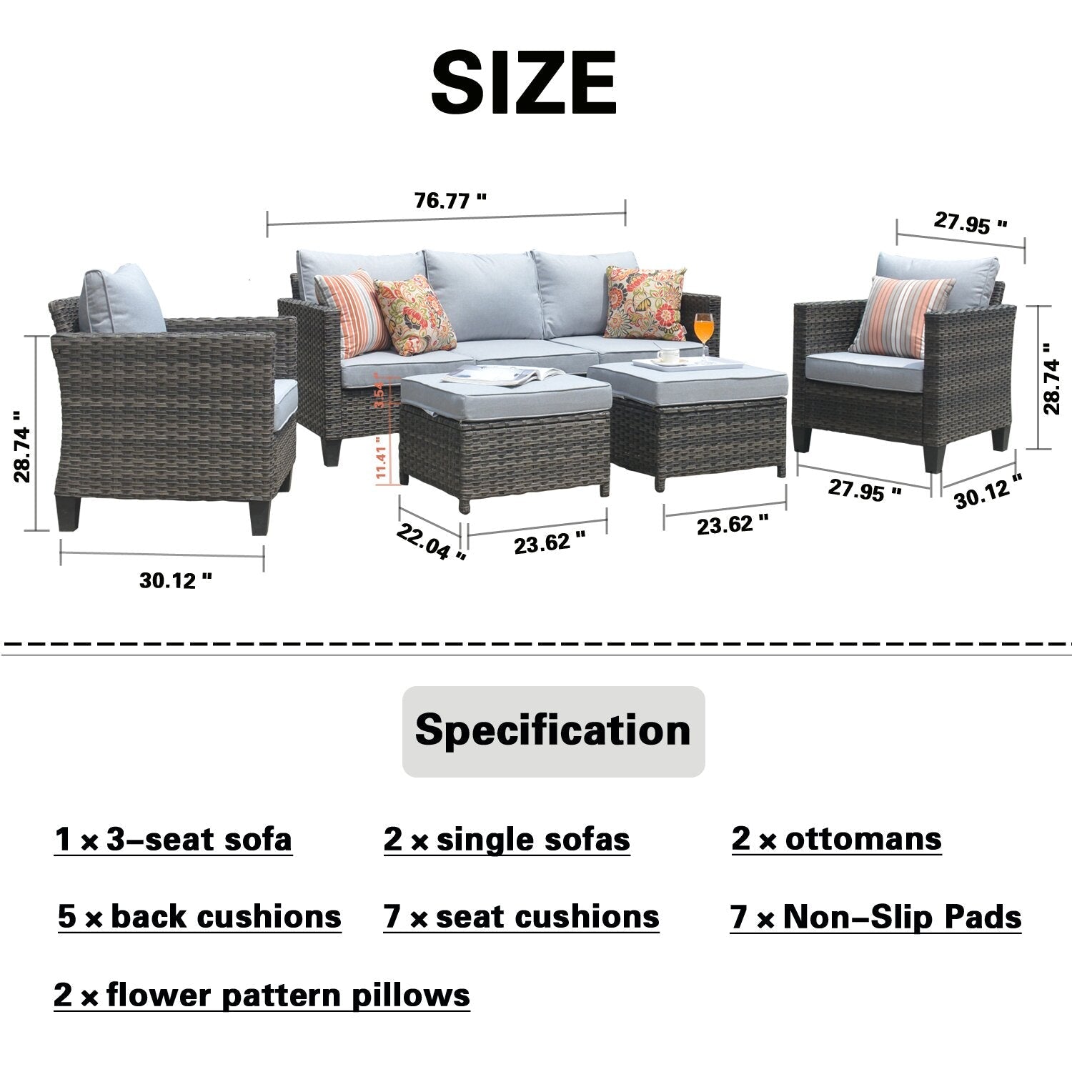 Burhans 5 - Person Sitzgruppe mit Kissen?(Set von 5)