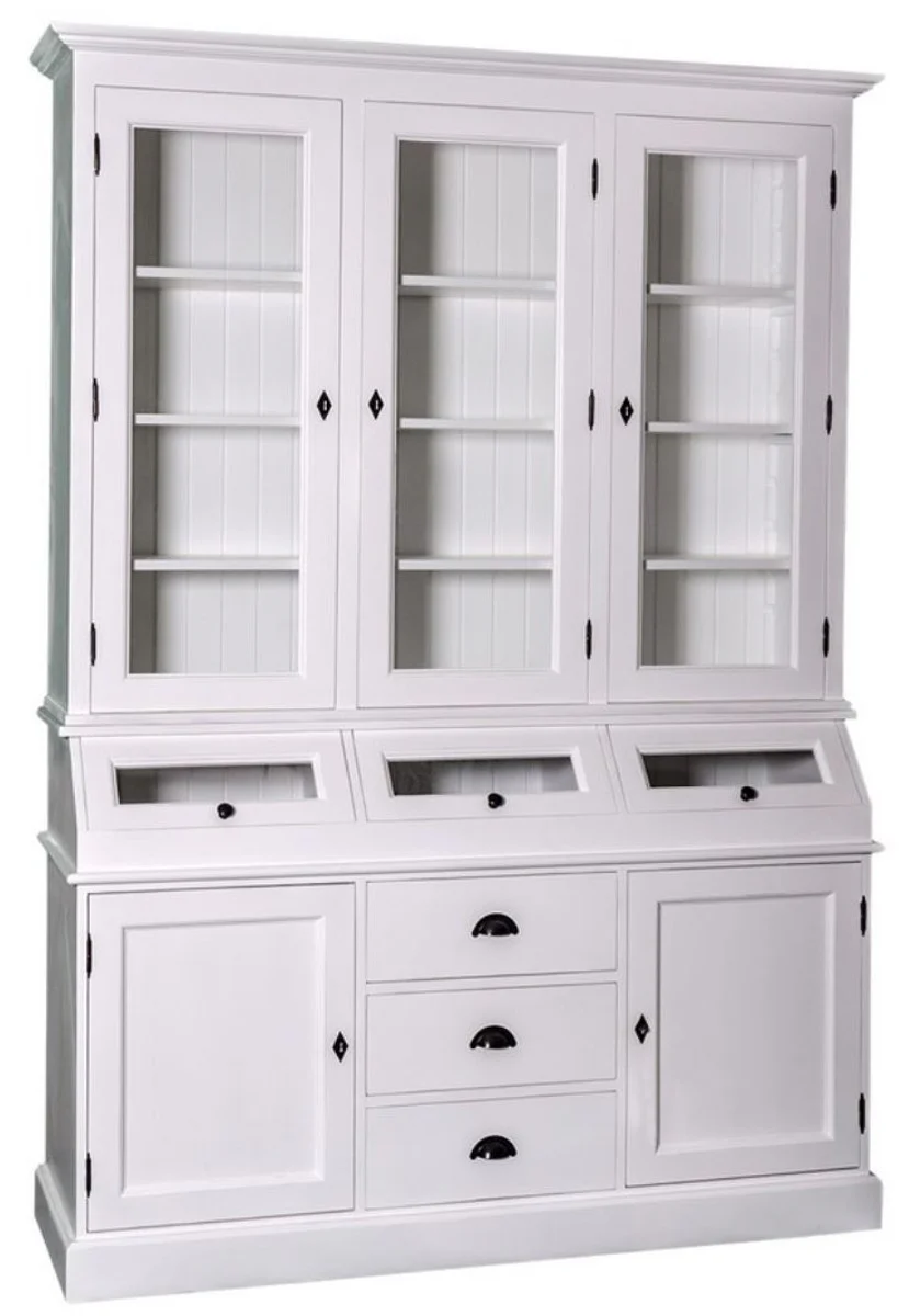 Country house style kitchen cabinet / buffet cabinet white 163 x 50 x H. 226 cm - country house style furniture
