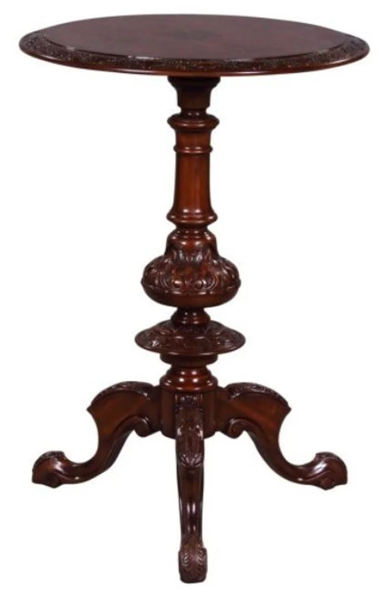 Luxury Art Nouveau mahogany side table brown Ø 50 x H. 74 cm - living room furniture