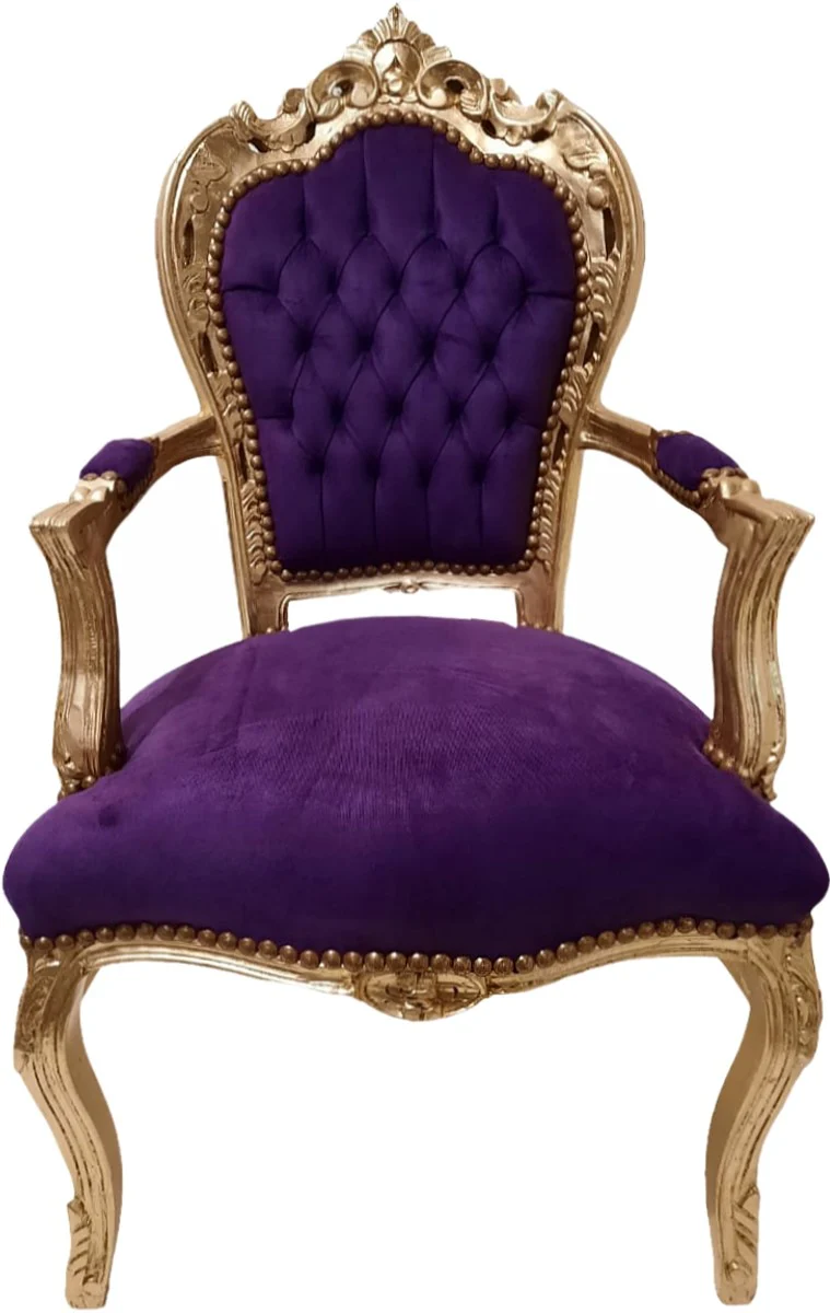 Baroque Dining Room Chair Purple / Gold - Antique Style Furniture