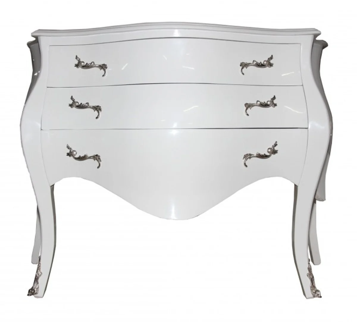 Baroque chest of drawers white / silver 120 cm - Furniture