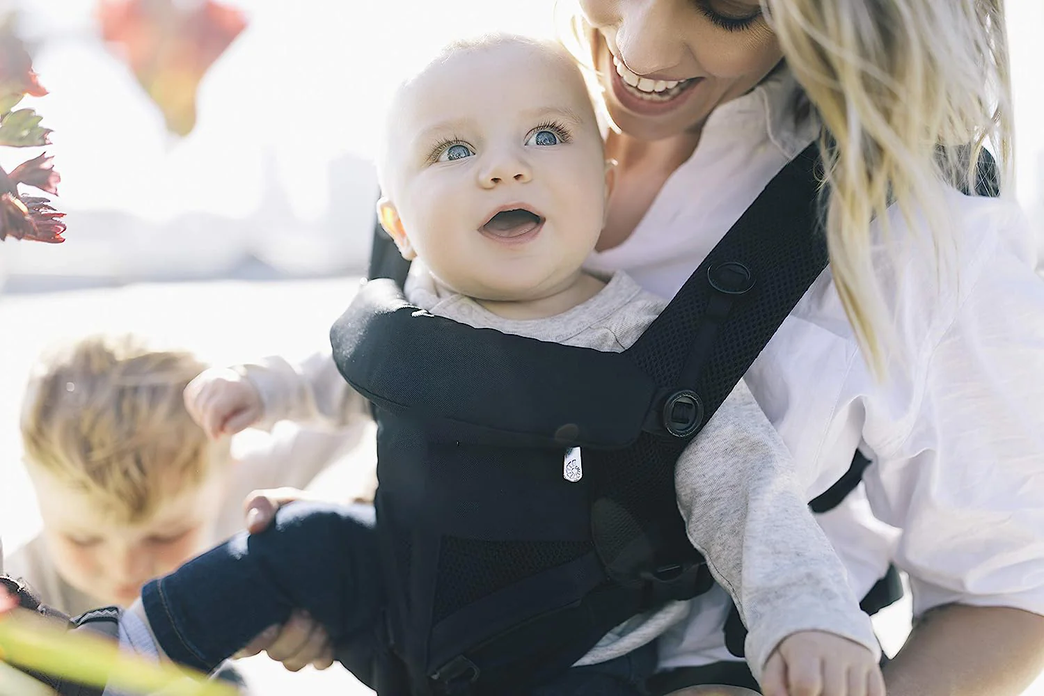 360-Grad-Babytrage für Neugeborene bis Kleinkinder mit Lendenwirbelstütze und Cool-Air-Mesh (3,5–25 kg), Perlgrau