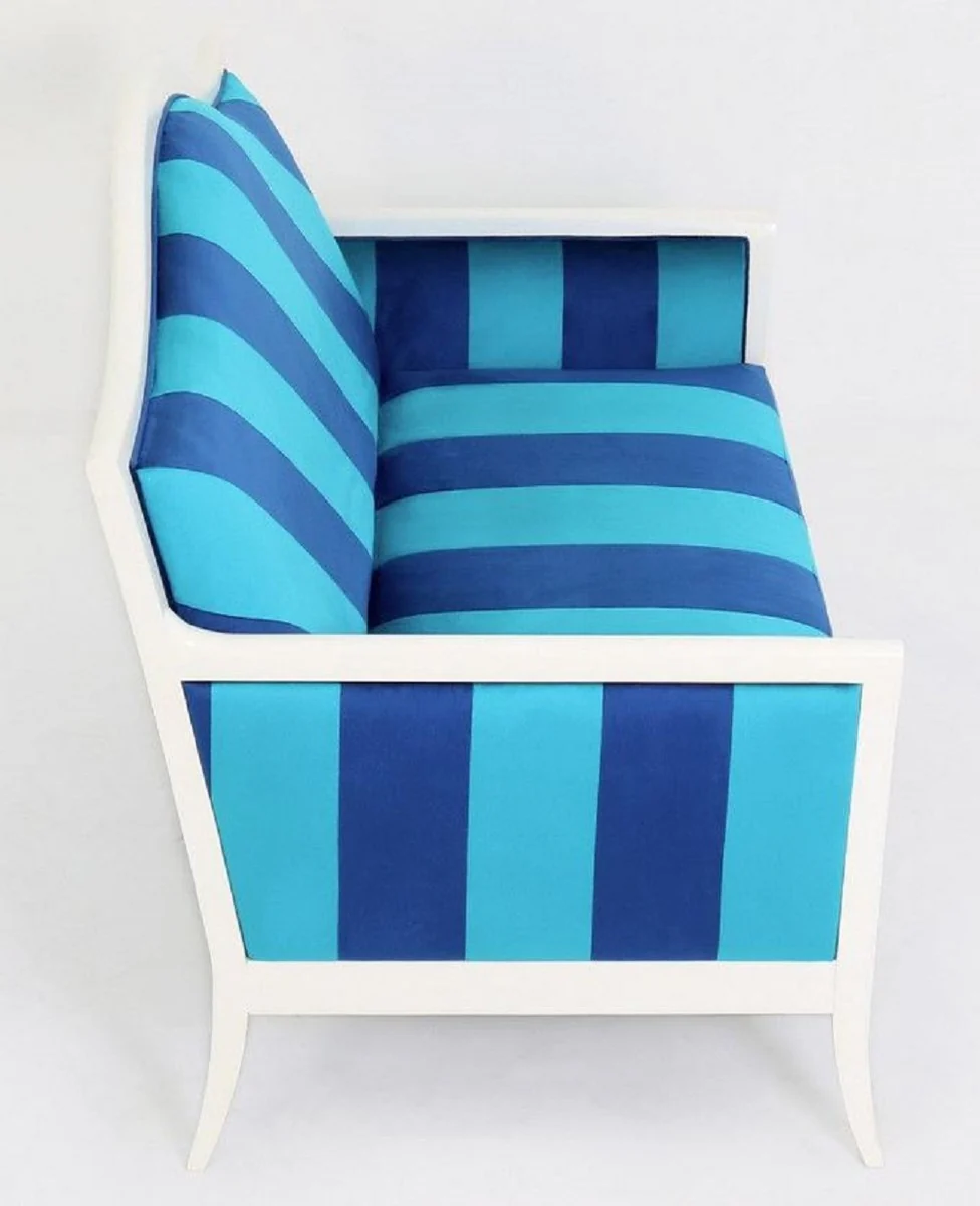Luxury Art Deco Sofa with Stripes Light Blue / Blue / White - Striped Living Room Sofa - Living Room Furniture - Art Deco Furniture - Luxury Furniture - Art Deco Furnishings - Luxury Furnishings