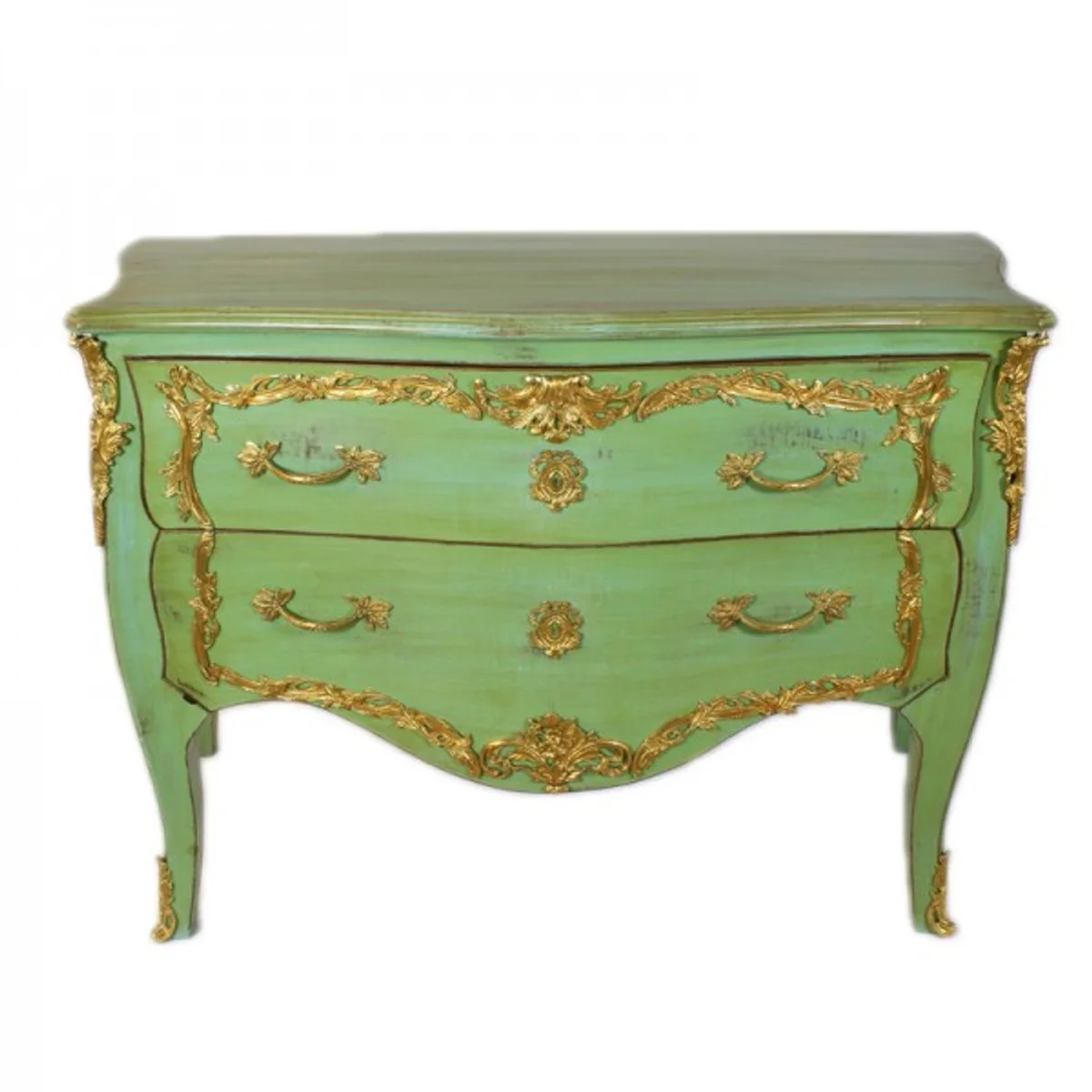 Baroque chest of drawers antique style green 130 cm - handmade from solid wood