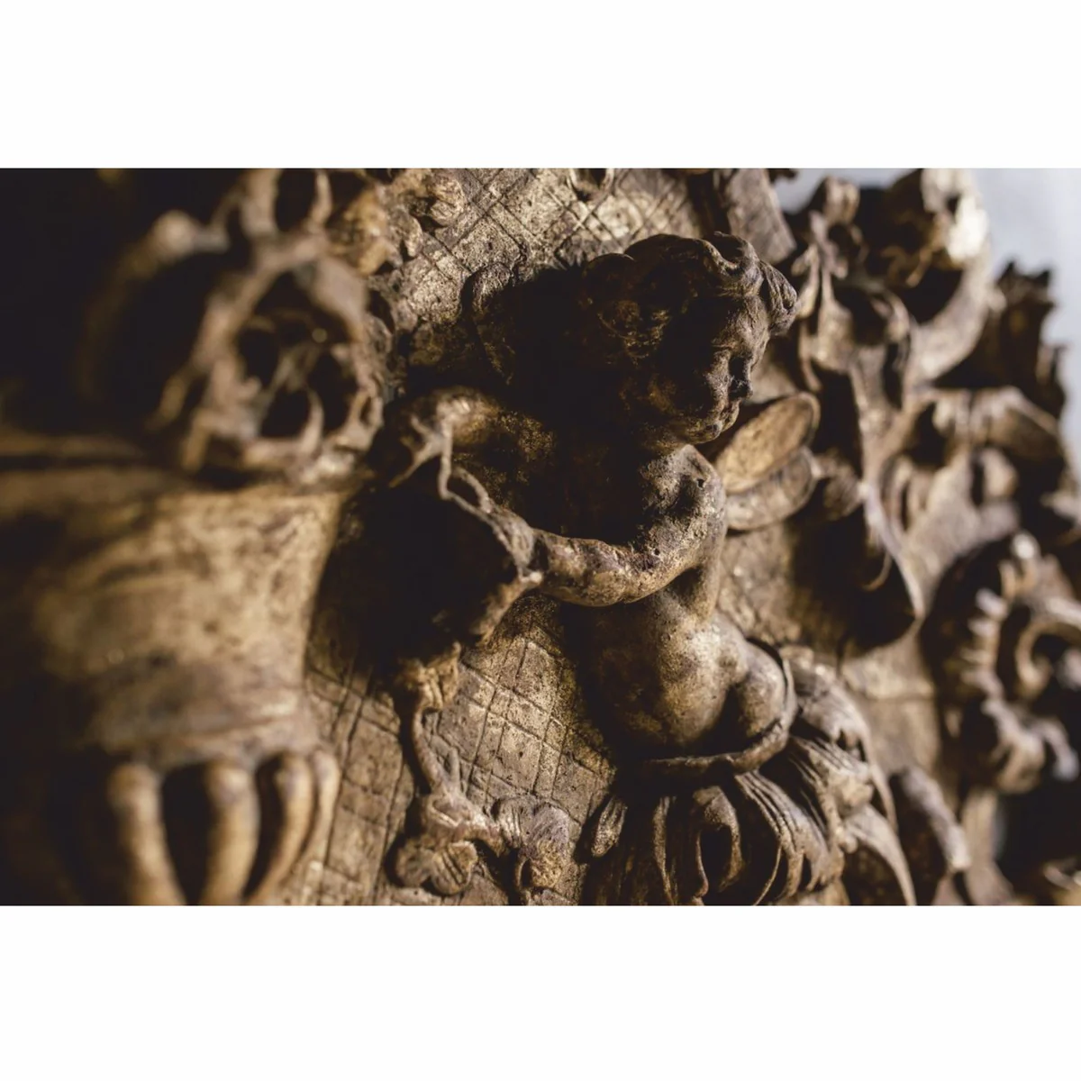 Luxus Barock Spiegel Grau / Antik Gold H. 187 cm - Made in Italy