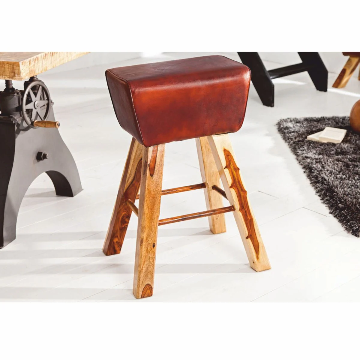 Designer genuine leather bar chair brown - bar stool - furniture restaurant hotel