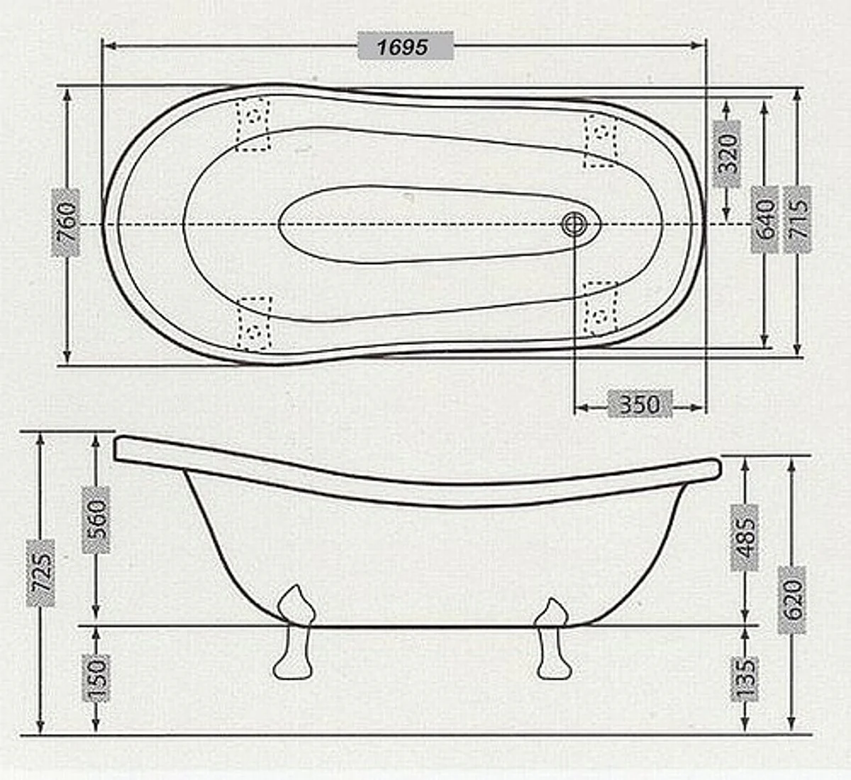 Pompöös by Luxus bathtub deluxe freestanding by Harald Glööckler pink / silver / white 1695mm with silver-colored lion feet