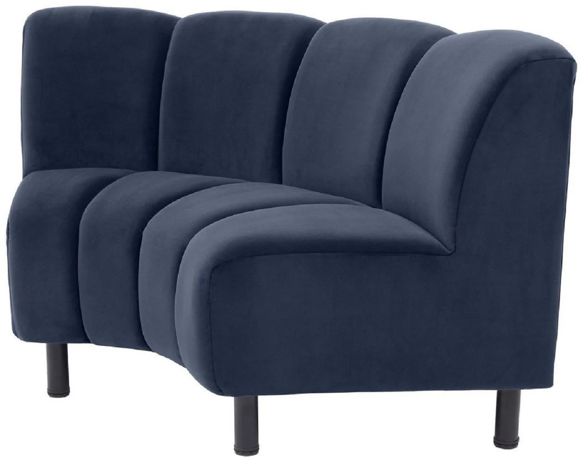 Luxury velvet couch midnight blue / black 114 x 75 x H. 87 cm - Curved & Expandable Living Room Sofa - Luxury Furniture