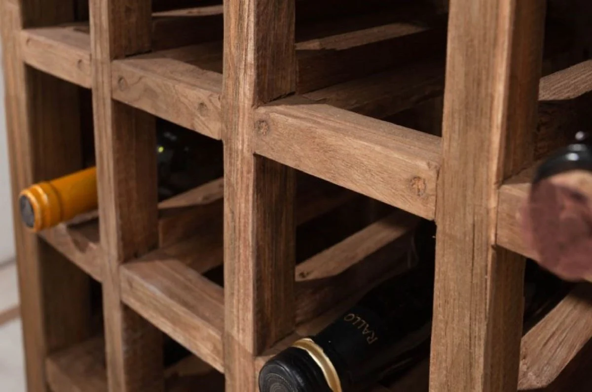 Country house style wine cabinet with drawer and wine bottle shelf natural color 56 x 31 x H. 81 cm - Bar cabinet made of recycled solid wood - Bar furniture - Country house style furniture