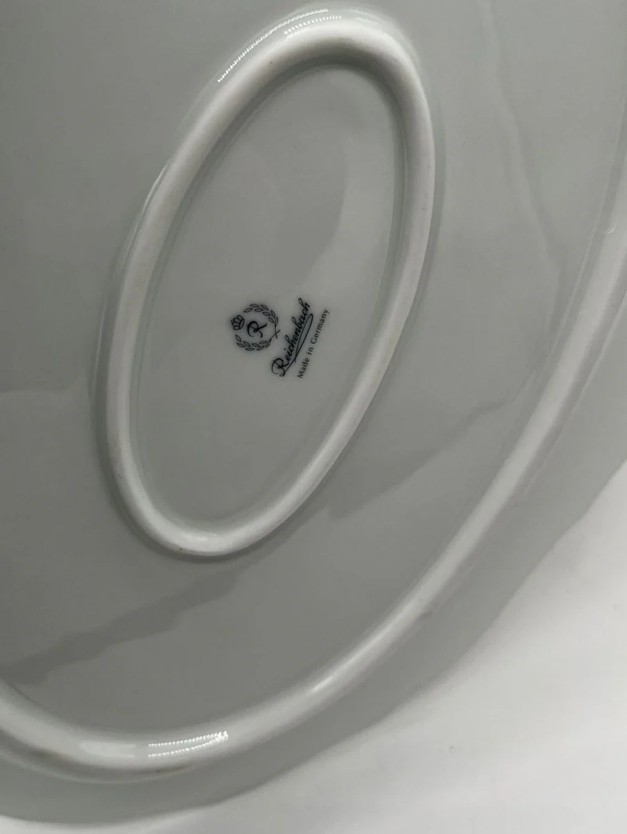 Luxus Barock Porzellan Teller Weiß / Mehrfarbig / Gold 38 cm - Ovaler Servierteller - Luxus Barock Porzellan Accessoires - Reichenbach Porzellan - Luxus Qualität - Made in Germany