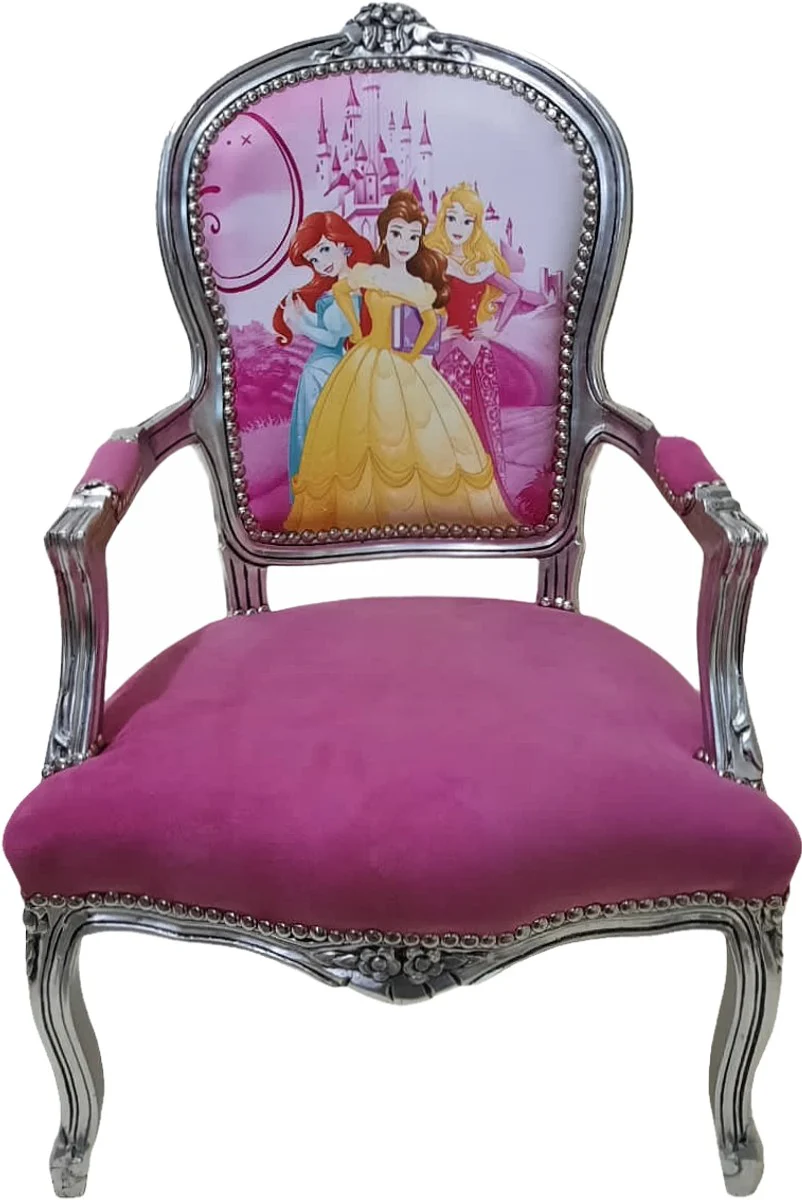 Baroque Salon Chair Princess Pink / Silver - Baroque Furniture