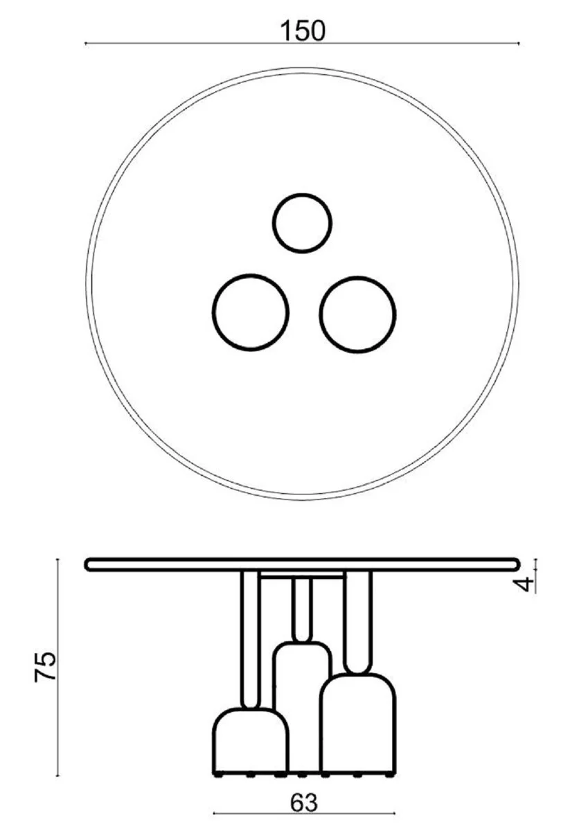 Luxury dining table black / brass Ø 150 cm - luxury hotel & restaurant furniture