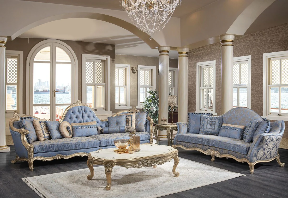 Luxury baroque side table white / antique gold 61 x 61 x H. 54 cm - magnificent solid wood table in baroque style - baroque living room furniture