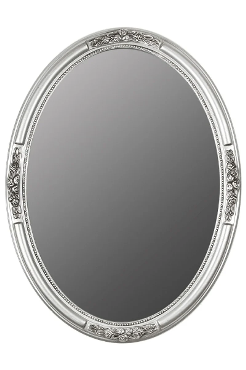 Baroque wall mirror oval silver height 77 cm, width 57 cm - noble & magnificent - vintage look - handmade