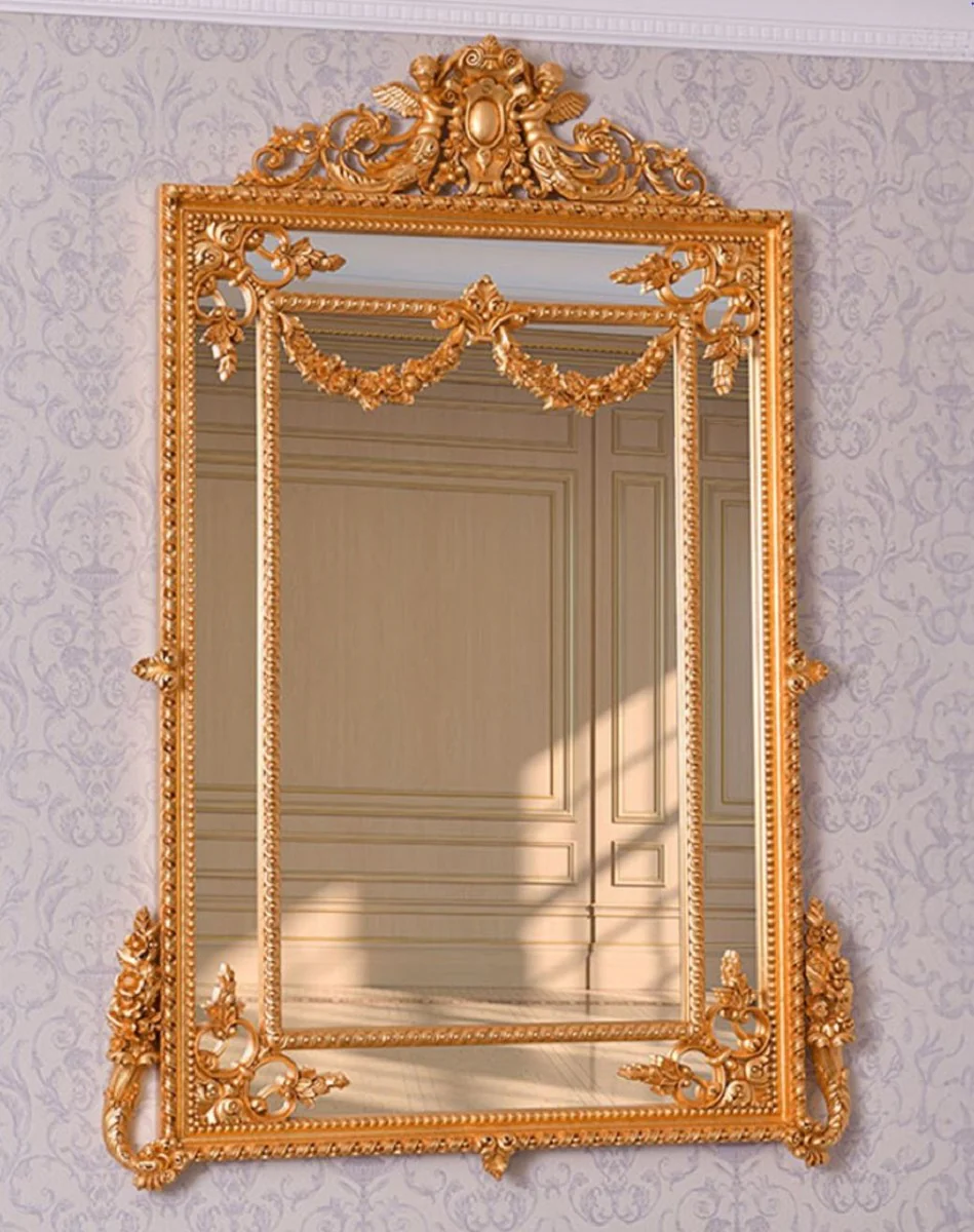 Luxury baroque mirror gold H. 158 cm - Magnificent baroque style wall mirror - Made in Italy