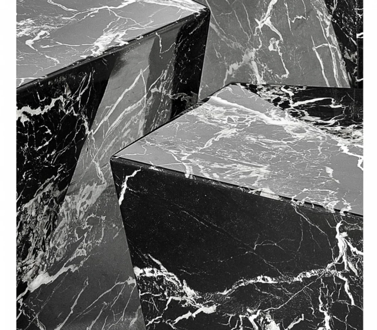 Art Deco Luxury Coffee Table Faux Marble Set of 3 - Living Room Salon Table - Luxury Furniture