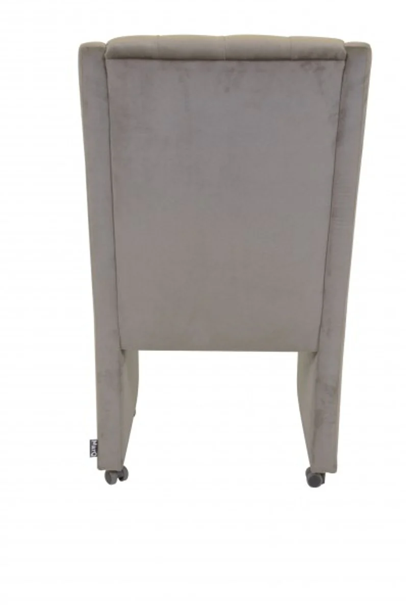 Designer dining room chair / armchair ModEF 313 gray velvet - hotel furnishings - armchair on wheels