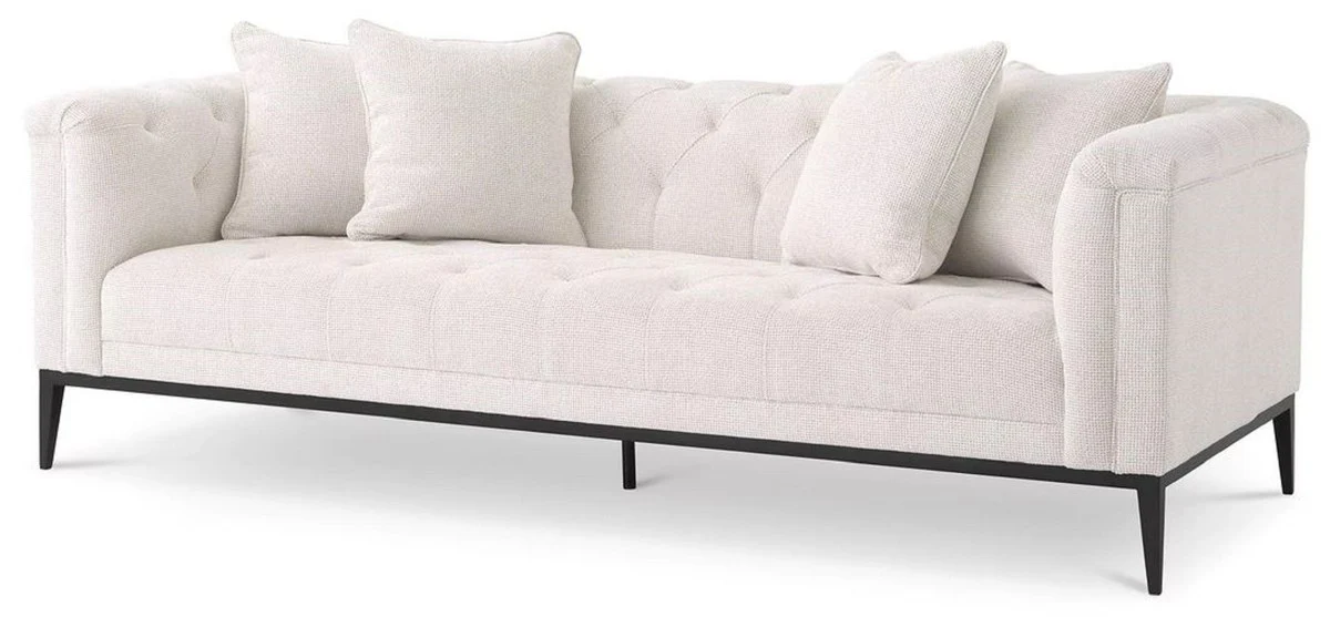 Luxury Chesterfield sofa with 4 cushions white / gunmetal 231 x 97 x H. 75 cm - Living room sofa - Hotel sofa - Living room furniture - Chesterfield furniture - Luxury furniture - Luxury furnishings