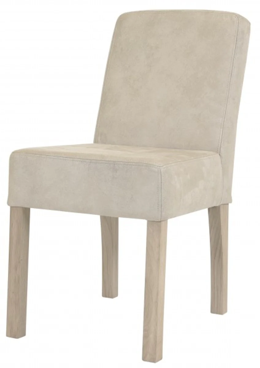 Designer dining room chair ModEF 35 beige leather - hotel furniture - wood beech