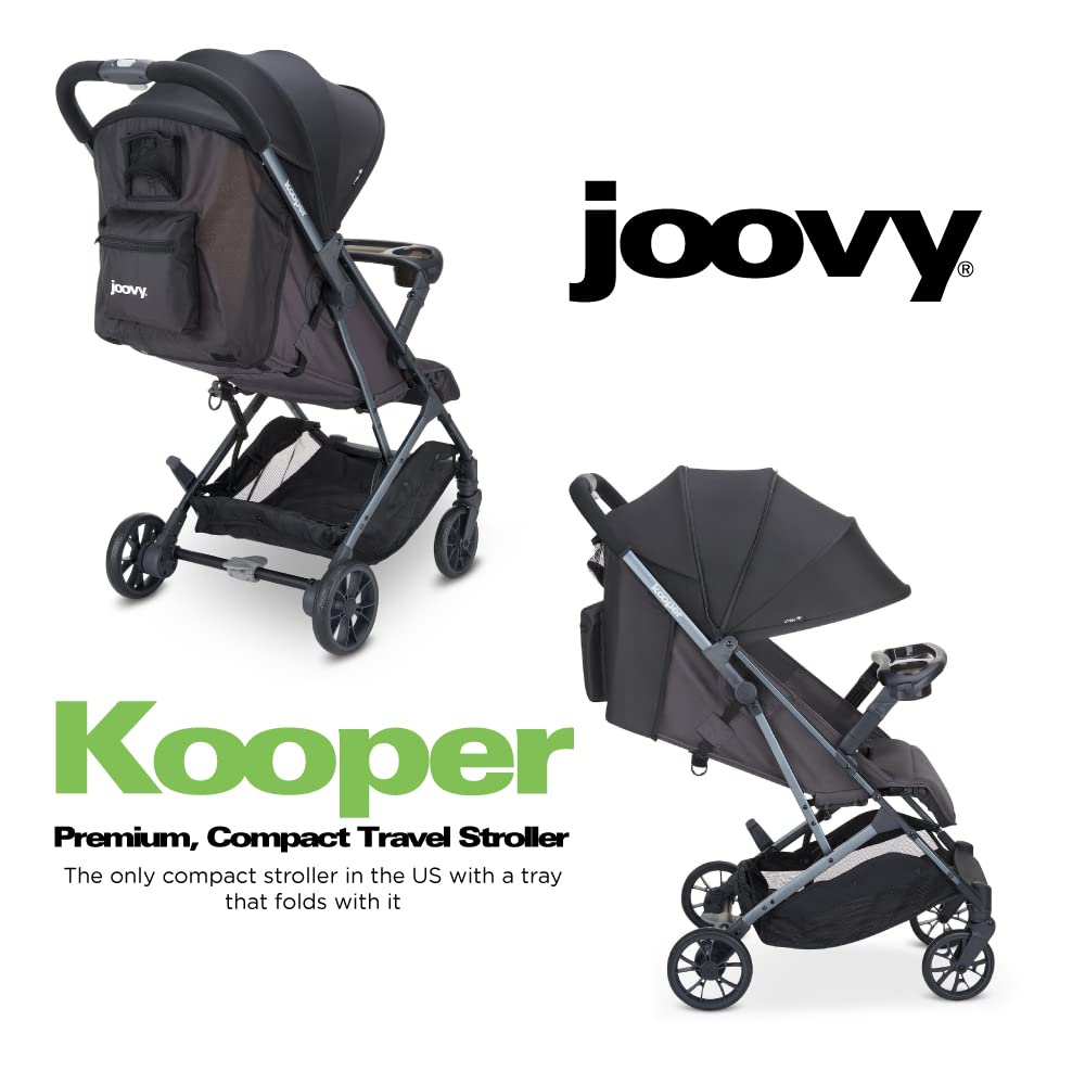 Joovy Kooper Leichter Baby-Roller mit abnehmbarer, schwenkoffener Tray, Big Wheels, Liegesitz mit Fußstütze, extra-Large Retractable Canopy und Compact Fold (Geschmiedetes Bügeleisen)