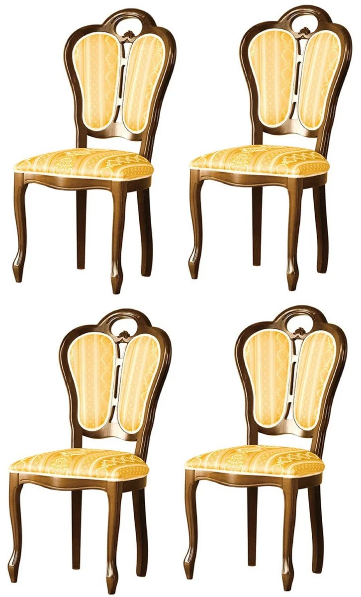 Luxury Baroque dining room set brown / white / gold 48 x 43 x H. 104.5 cm - 4 dining room chairs - Baroque dining room furniture