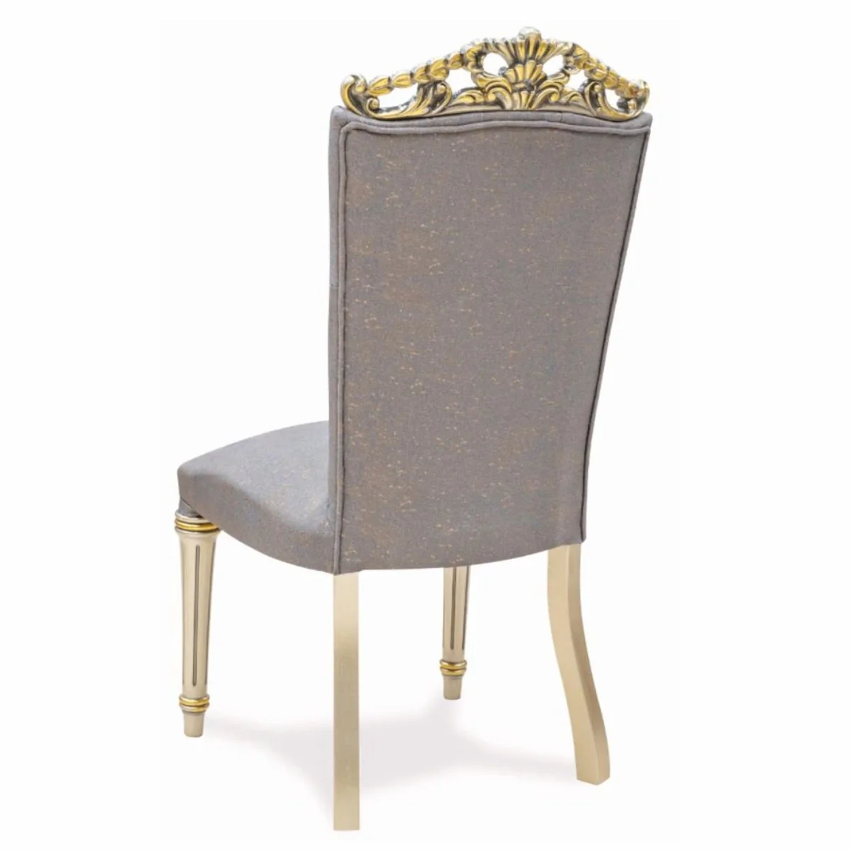 Luxury Baroque Dining Room Chair Gray / Cream / Gold H. 108 cm - Baroque Furniture
