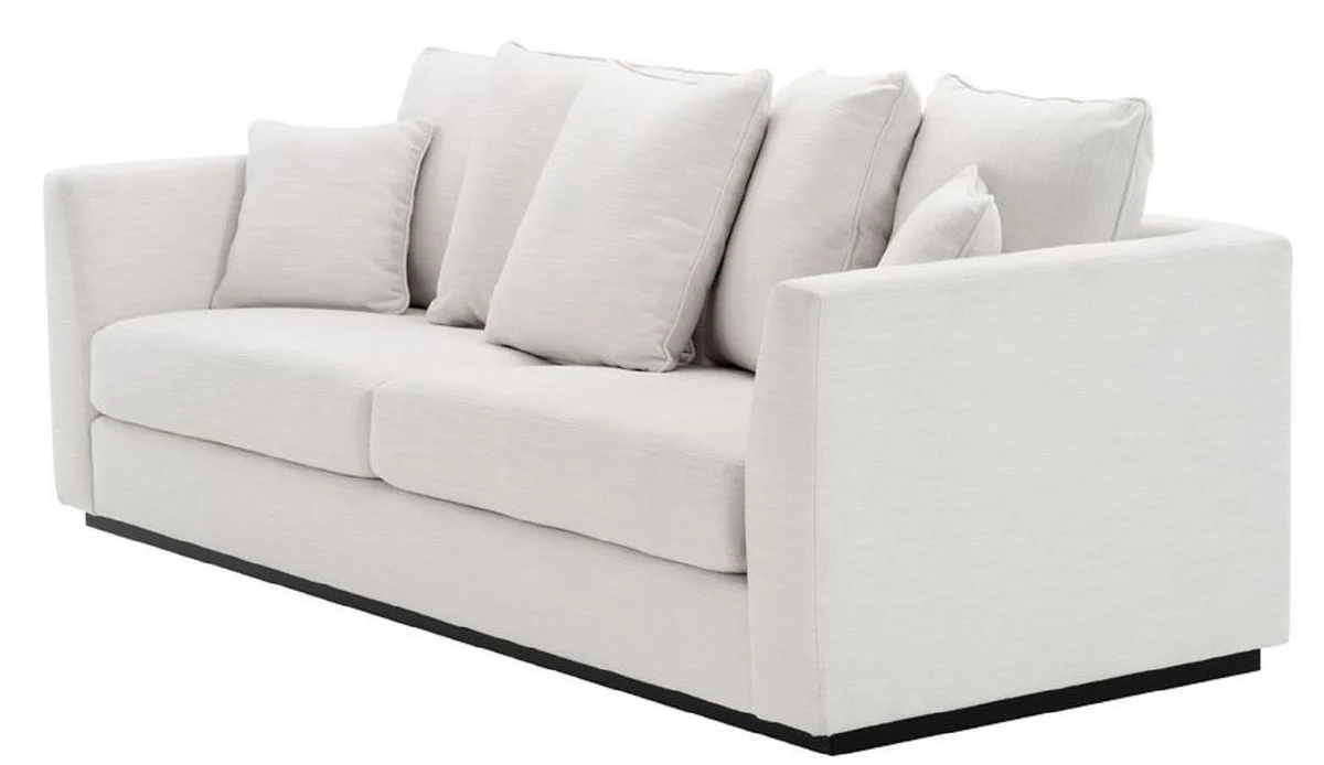 Living room sofa with 7 cushions white / black 255 x 100 x H. 90 cm - luxury couch - living room furniture