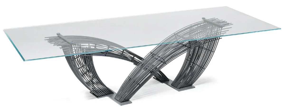 Luxury dining table with glass top gray - Various sizes - Made in Italy