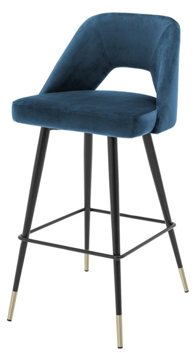 Luxury bar chair blue / black 50 x 50 x H. 100 cm - Luxury bar stool with backrest