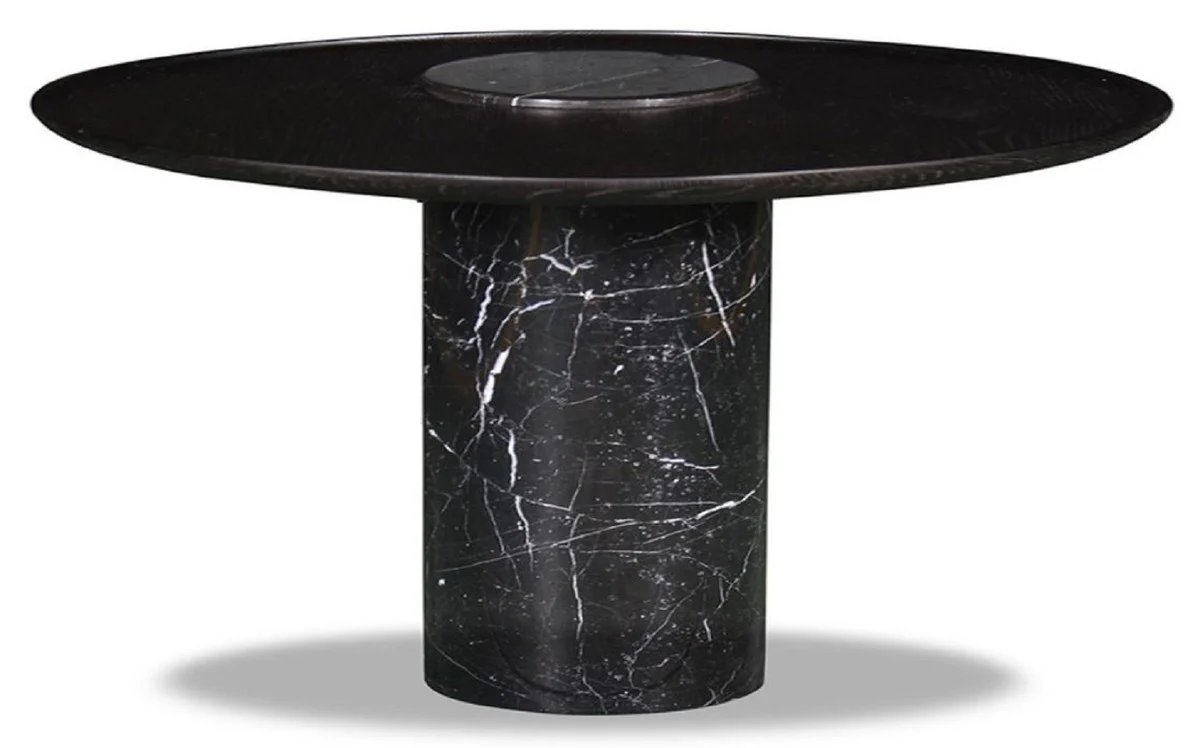 Luxury coffee table black Ø 75 x H. 34 cm - Round marble living room table with veneer table top - Living room furniture - Luxury furniture - Marble furniture - Luxury furnishings