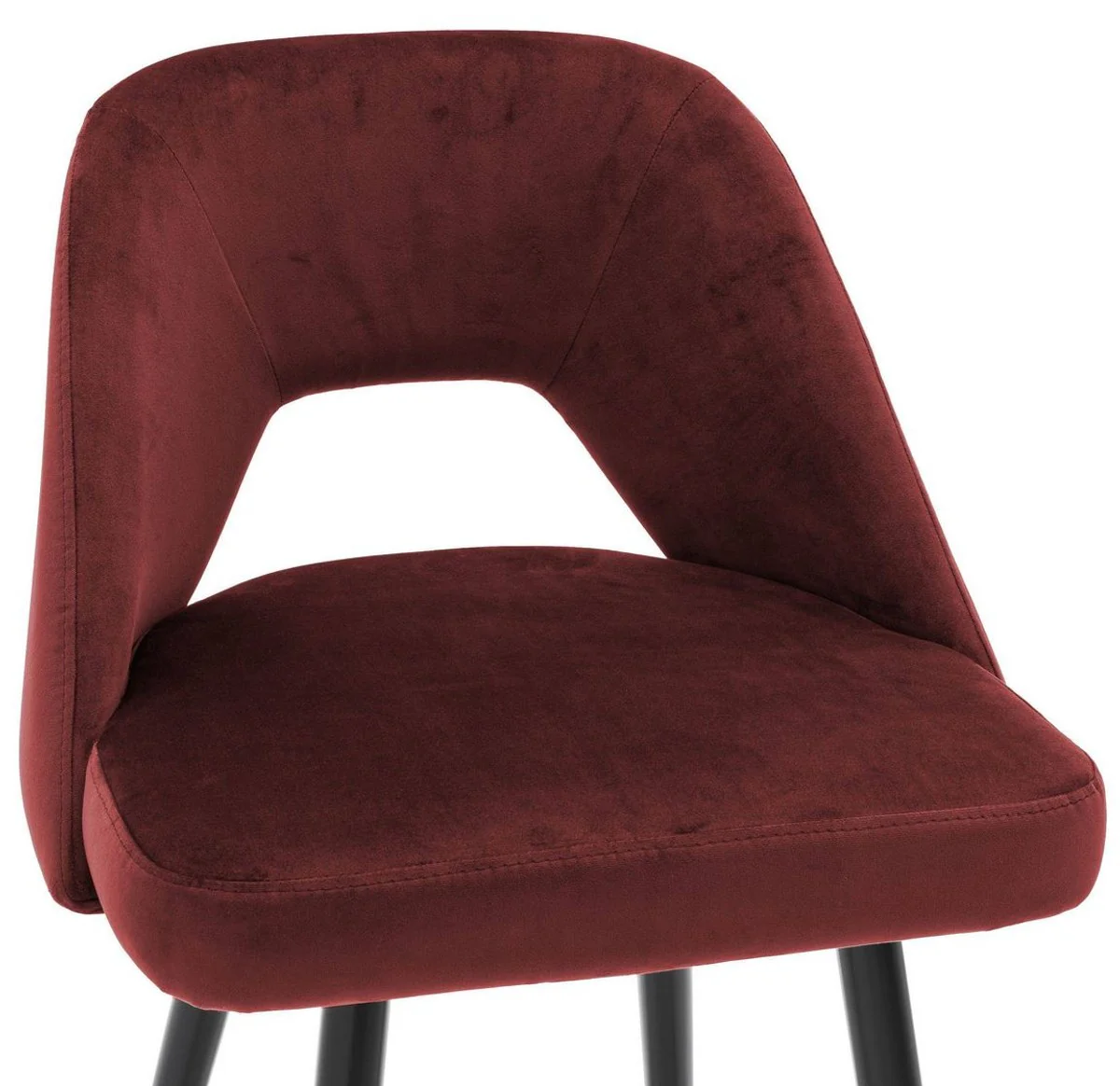 Luxury bar chair Bordeaux red / black / brass 50 x 50 x H. 90 cm - bar stool with backrest
