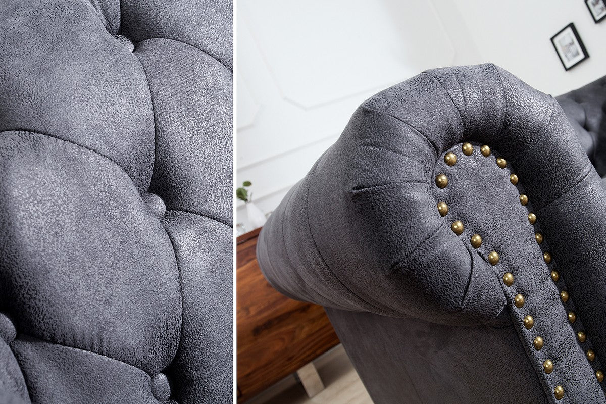 Chesterfield 2 seater sofa antique gray from the house - living room furniture - couch