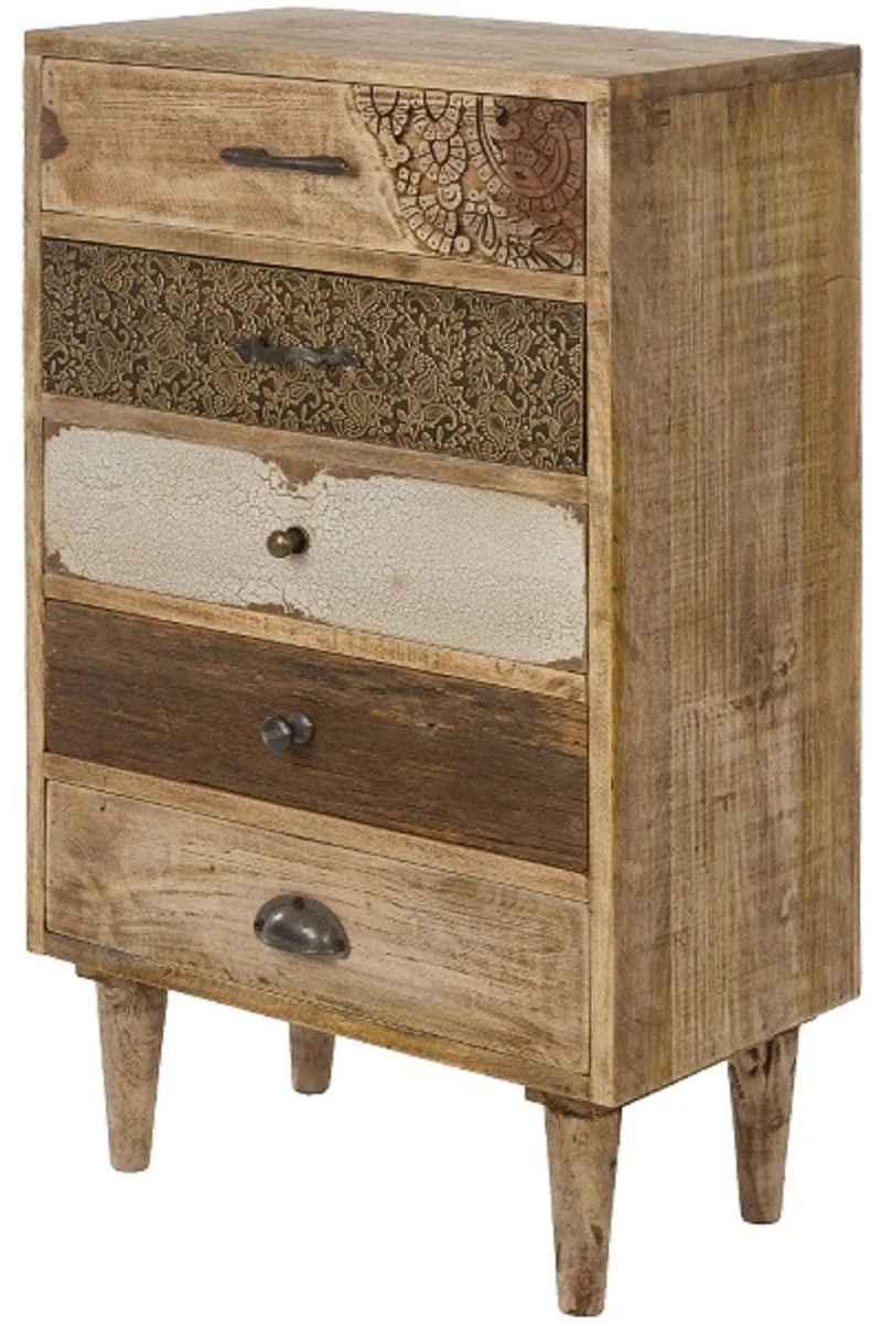 Country house style chest of drawers with 5 drawers natural / multicolored 48 x 27 x H. 80 cm - country house style furniture