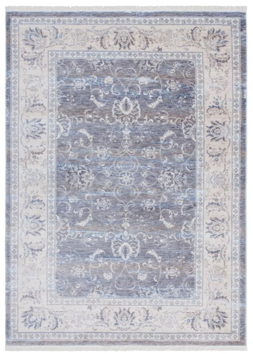 Wohnzimmer Teppich Grau - Verschiedene Größen - Rechteckiger Teppich im Vintage Look - Wohnzimmer Deko