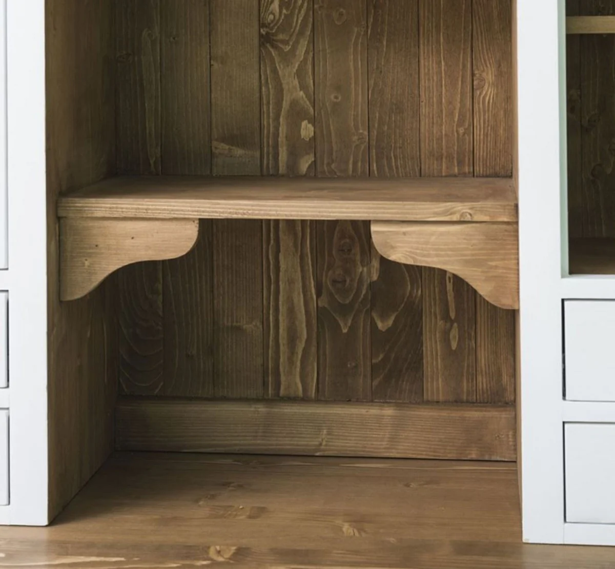 Country house style kitchen cabinet white / brown 137 x 50 x H. 197 cm - 2-part kitchen cabinet with 5 doors and 7 drawers - country house style kitchen furniture