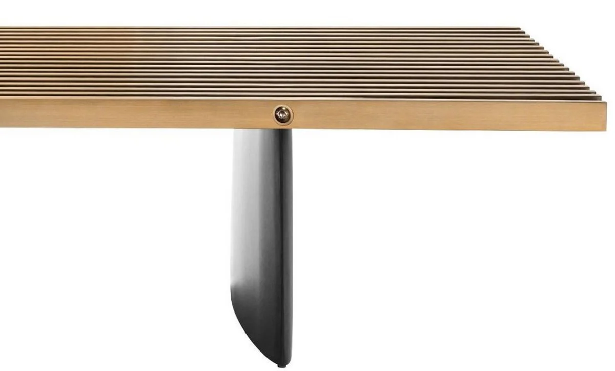 Luxury coffee table brass / black 220 x 78 x H. 38 cm - living room table with stainless steel table top - luxury furniture