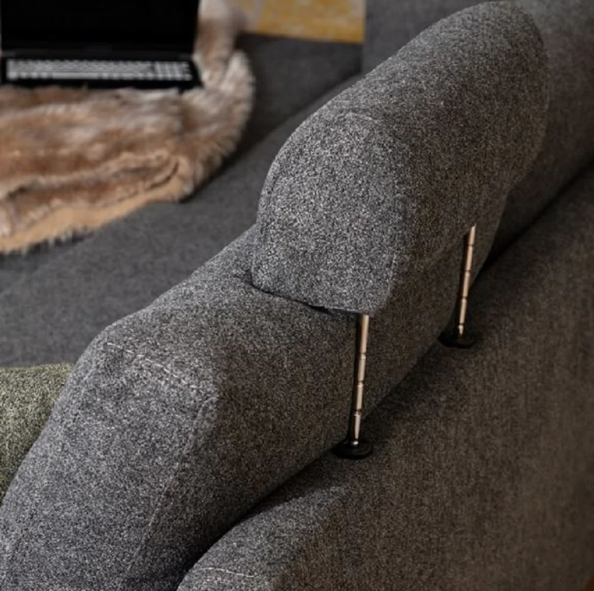 Luxury corner sofa gray / silver 310 x 180 x H. 70 cm - Living room sofa - Living room furniture - Luxury furniture - Luxury furnishings