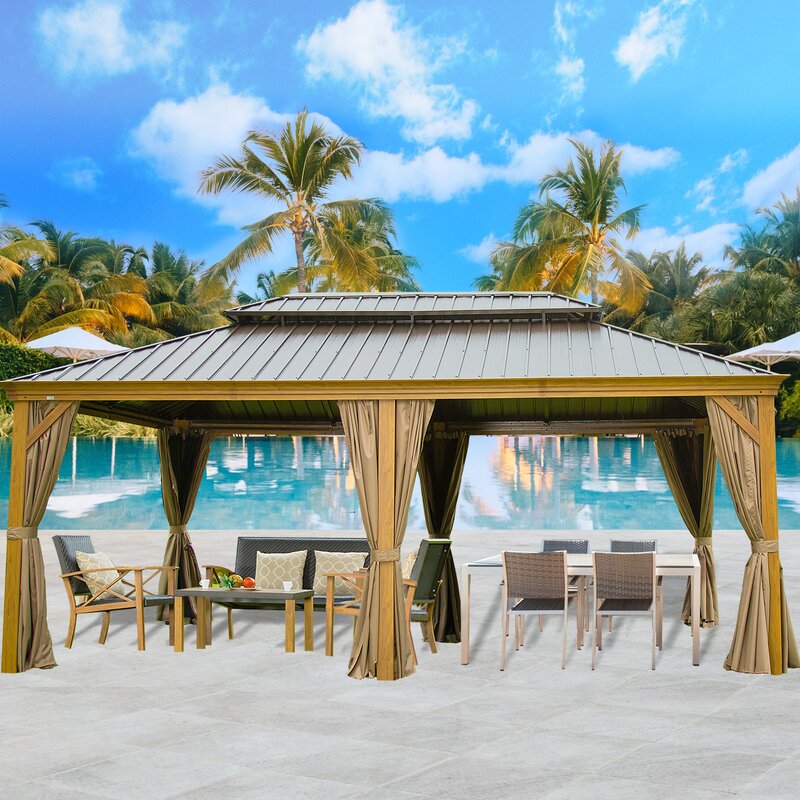 Cavus 20 Ft. W x 12 Ft. D Galvanisierter Stahl Patio Gazebo
