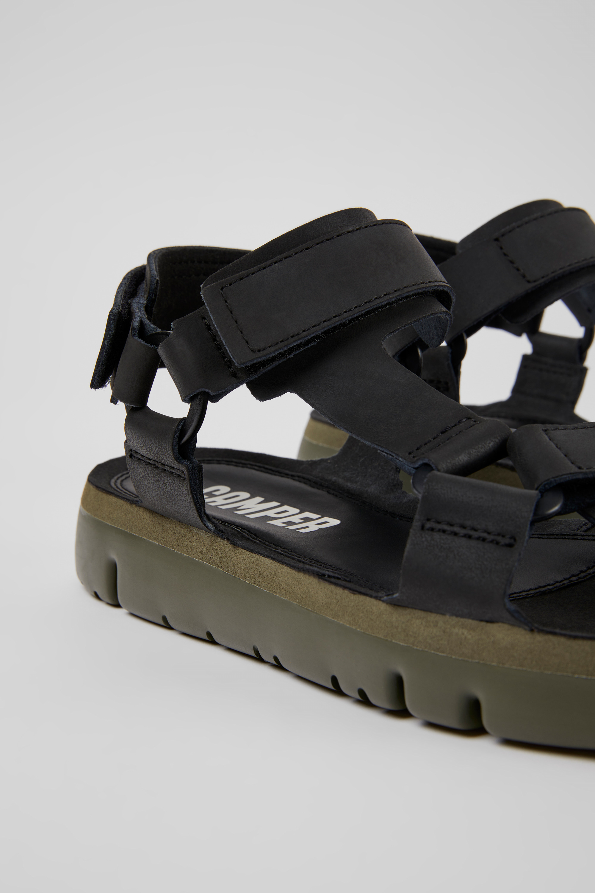 Oruga - Schwarze Leder Sandalen für Herren