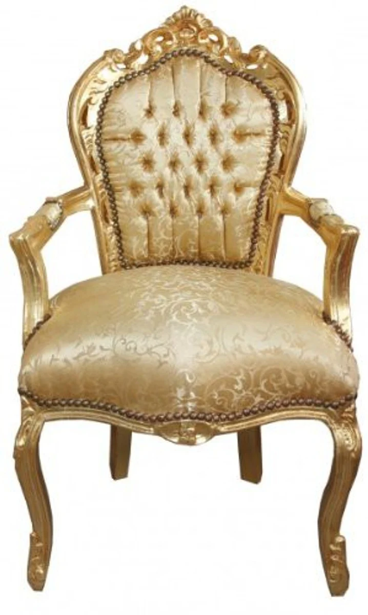 Baroque dining room chair gold flowers pattern / gold with armrests BW!