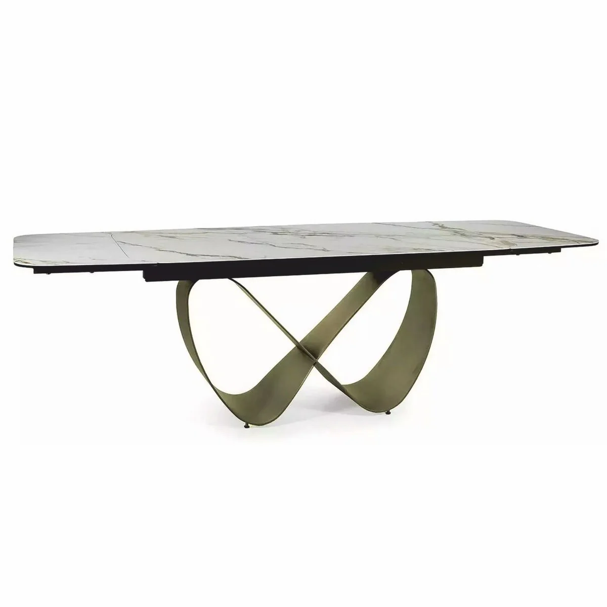 Luxury dining table white / amber / brass 160-240 cm - extendable