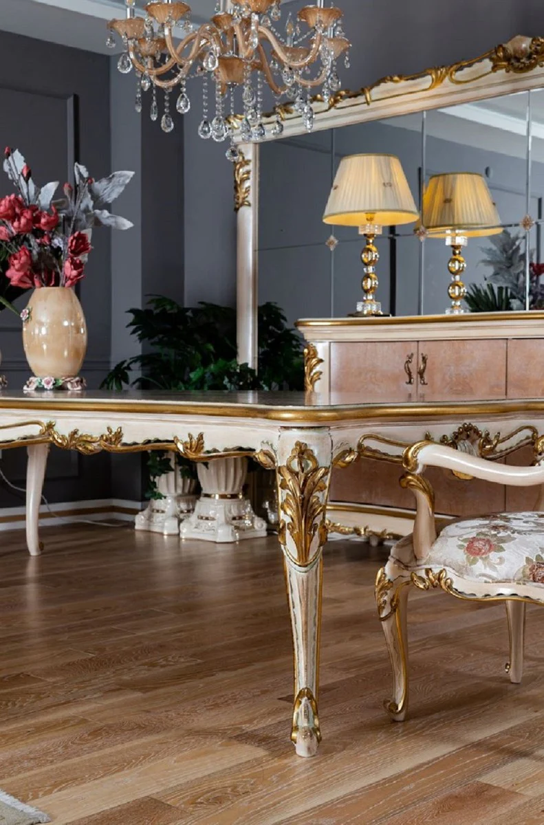 Pompöös by Luxury Baroque Dining Table Provence Beige / White / Gold - Pompöös Baroque style dining room table designed by Harald Glööckler