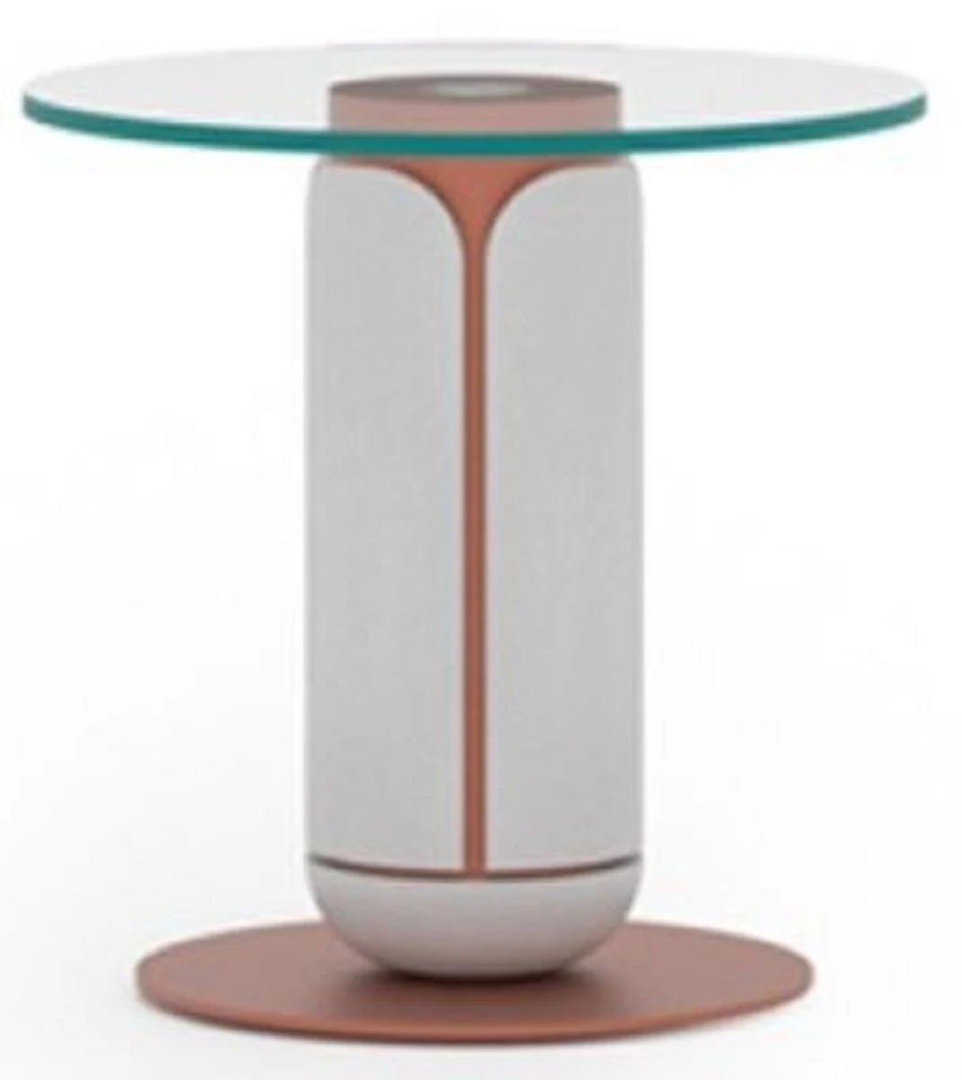 Luxury side table white / copper Ø 40 x H. 40 cm - Round table with glass top - Living room furniture - Hotel furniture - Luxury furniture