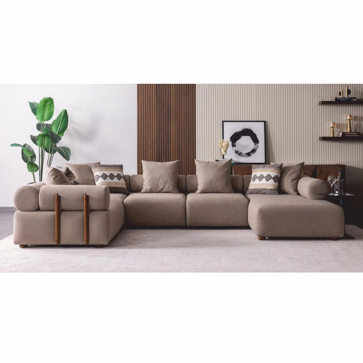 Luxury corner sofa gray / brown 390 cm - modular living room sofa